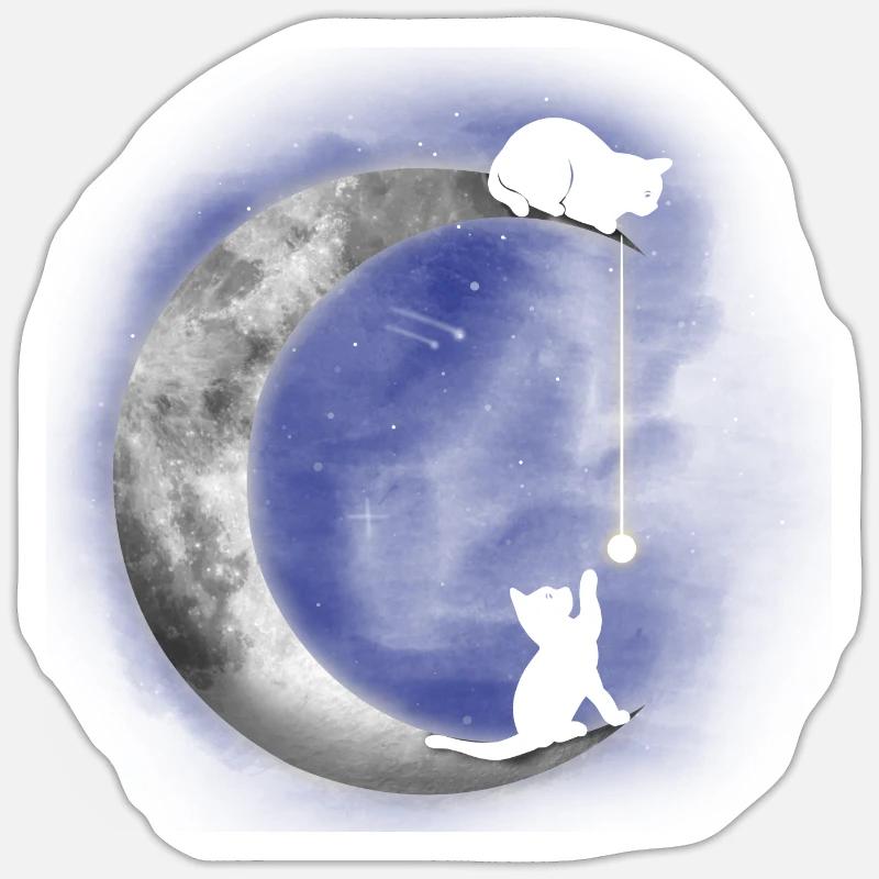 Chat - Sticker taille S (10 x 10 cm) - blanc mat