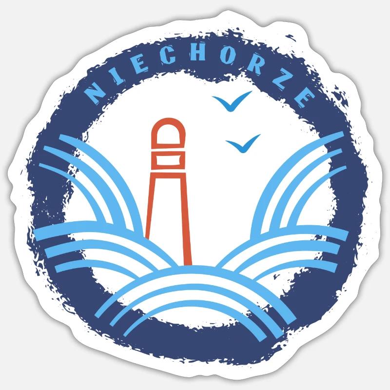 Niechorze - Leuchtturm - Sticker Größe S (10 x 10 cm) - Mattweiß