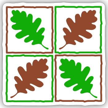Feuilles de bois allemands feuilles glands automne - Sticker taille S (10 x 10 cm) - blanc mat - Devant