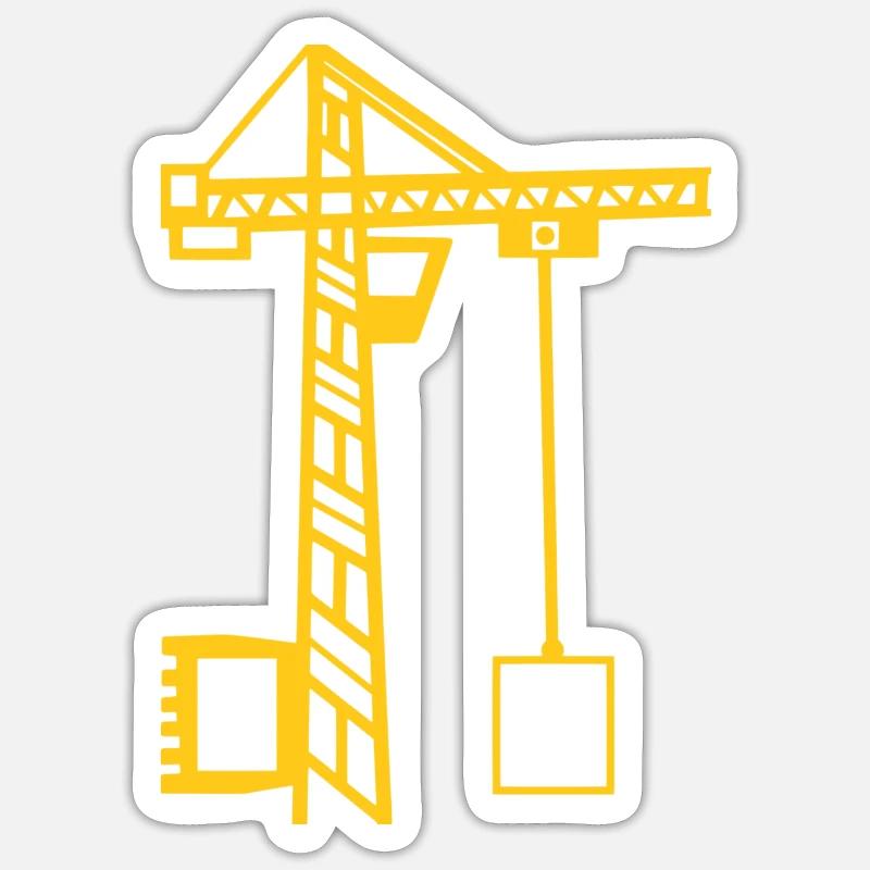 Grue grue de construction grue de levage construction monochrome - Sticker taille S (10 x 10 cm) - blanc mat