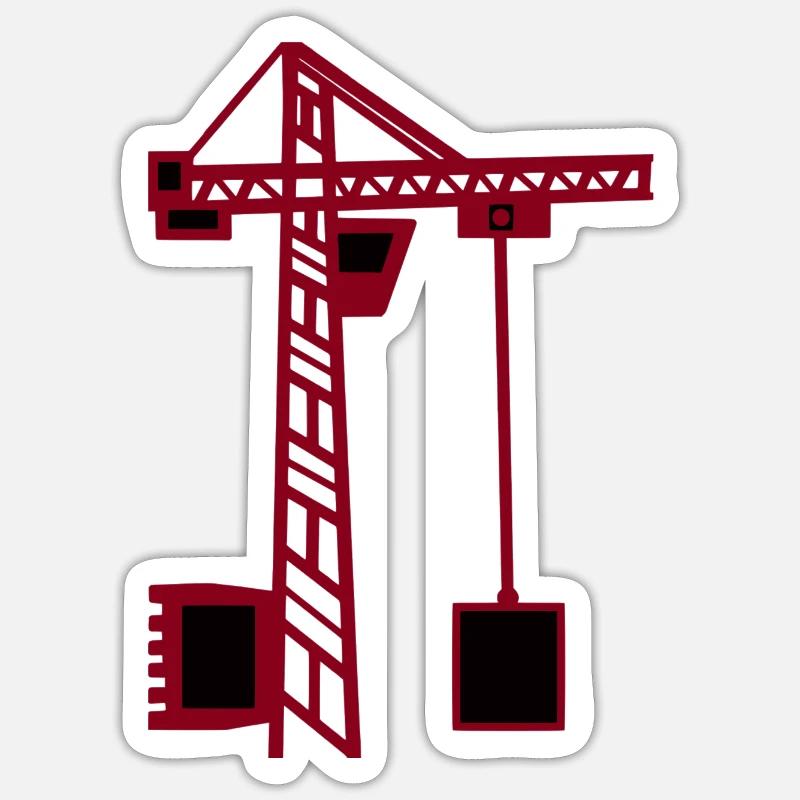 Grue de construction grue grue de levage construction bicolore Sticker taille S (10 x 10 cm)