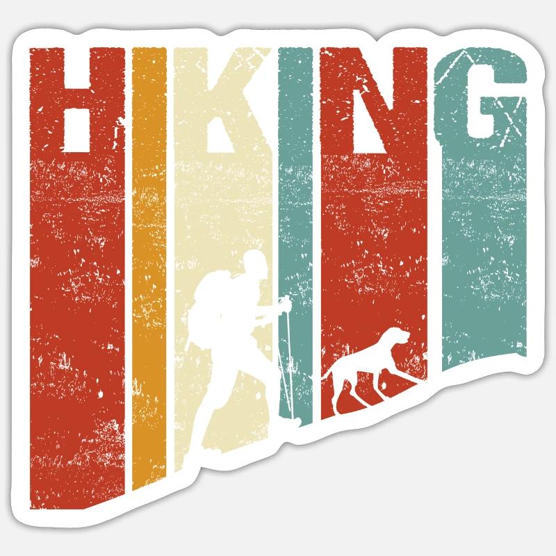 Randonner avec le chien Hiking - Sticker taille S (10 x 10 cm) - blanc mat