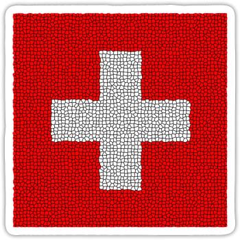 Swiss Flag Mosaik - Sticker Größe S (10 x 10 cm) - Mattweiß - Vorne