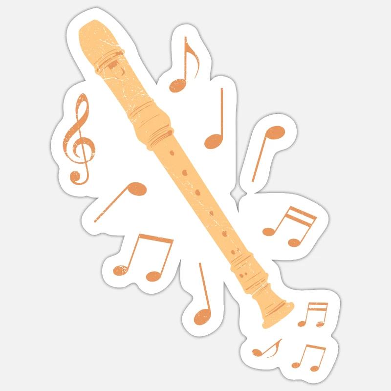 Sopran-Blockflöte mit Musik Note Geschenkidee - Sticker Größe S (10 x 10 cm) - Mattweiß