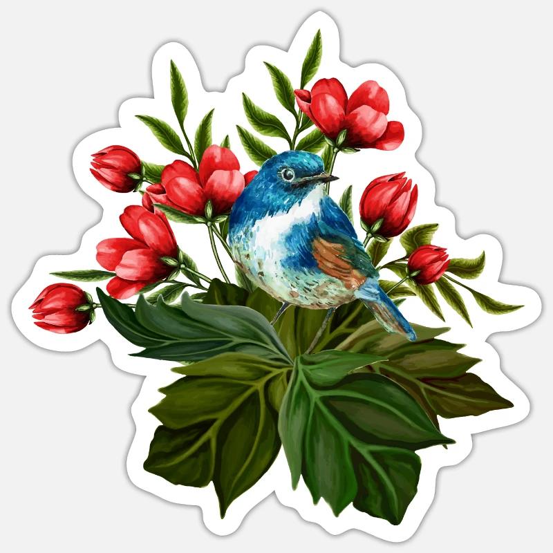 Bunter Vogel - Sticker Größe S (10 x 10 cm) - Mattweiß