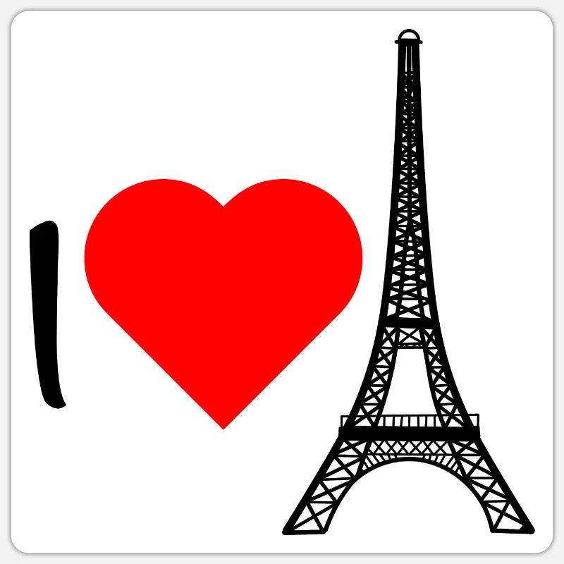 Ich liebe den Eiffelturm. - Sticker Größe S (10 x 10 cm) - Mattweiß