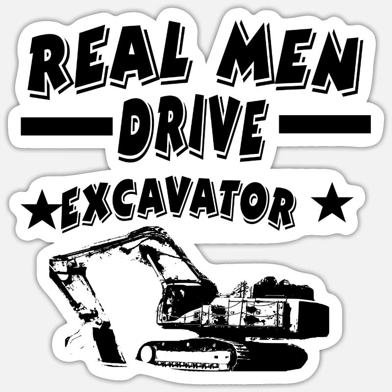 Bagger - Sticker Größe S (10 x 10 cm) - Mattweiß