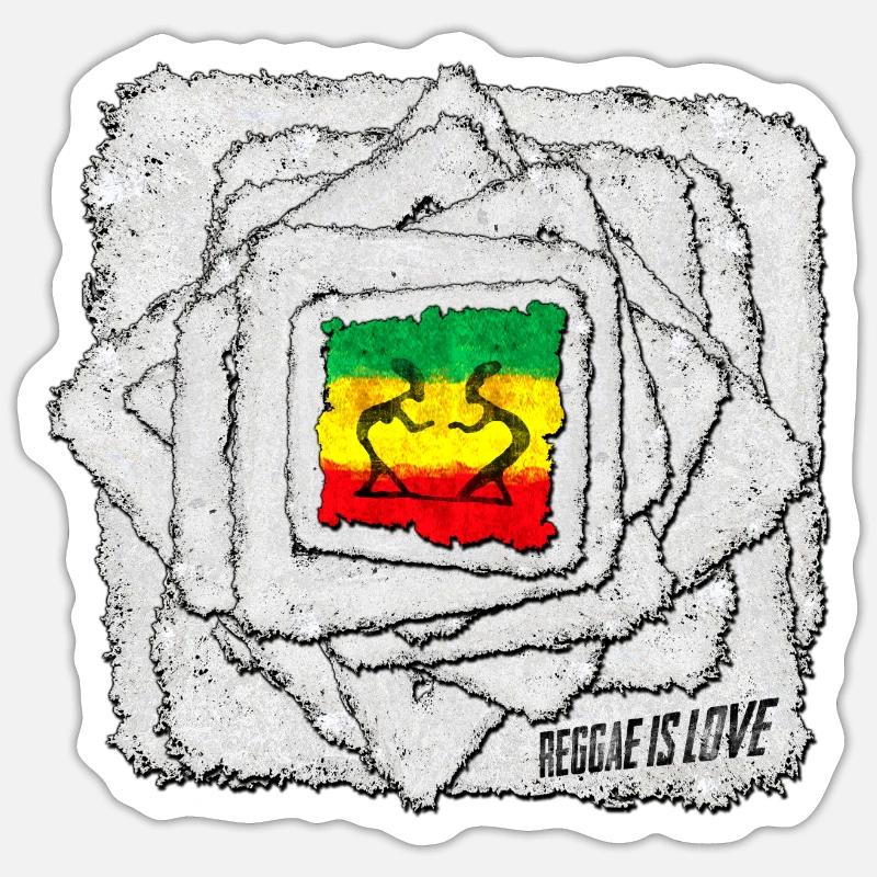Reggae Love Shadow Motif - Sticker taille S (10 x 10 cm) - blanc mat