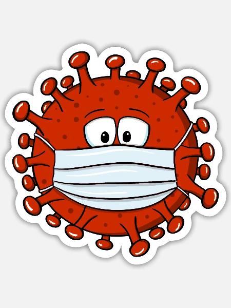 Mia Carlo | Ein roter Coronavirus - Sticker Größe S (10 x 10 cm) - Mattweiß