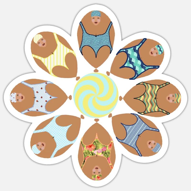 Synchrones Schwimmen - Sticker Größe S (10 x 10 cm) - Mattweiß