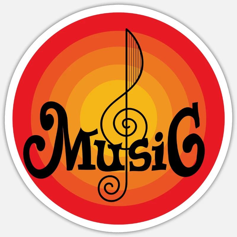 Retro-Musiknote - Sticker Größe S (10 x 10 cm) - Mattweiß