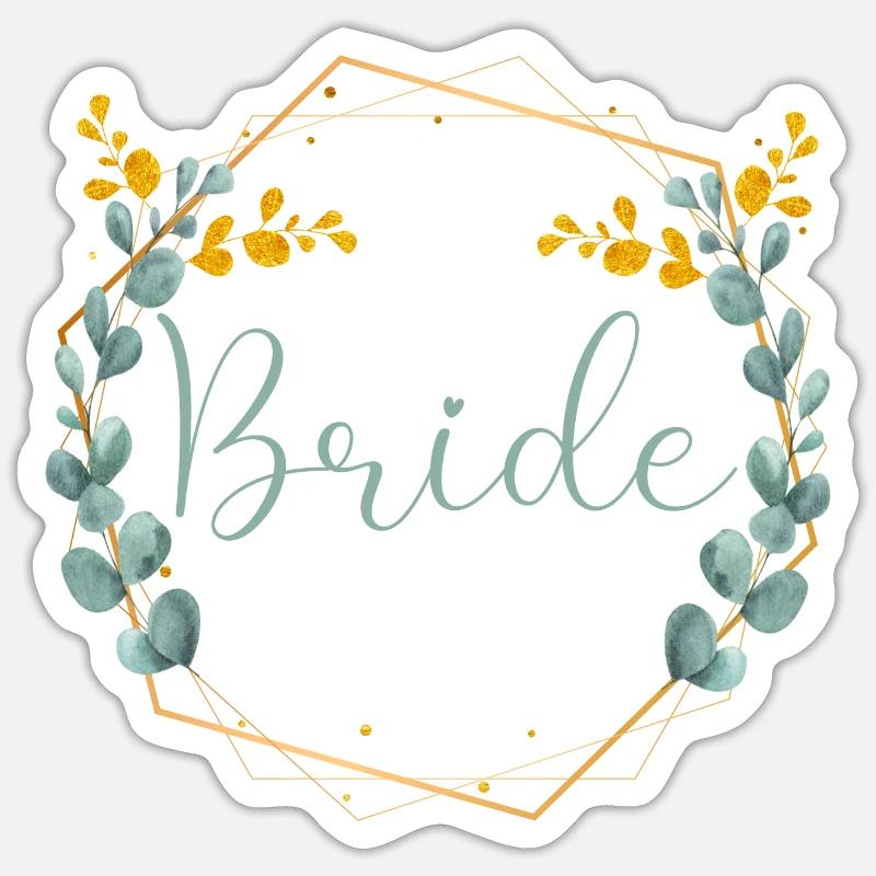 Elegant Eucalyptus Wreath - Bride - Sticker size S (10 x 10 cm) - white matte