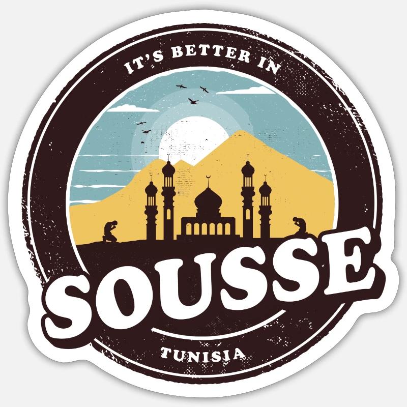 Sousse Tunisie Conception de mosquée Sticker taille S (10 x 10 cm)