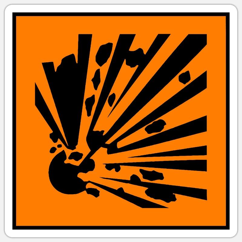 Explosief Waarschuwing, Avertissement explosif - Sticker taille S (10 x 10 cm) - blanc mat