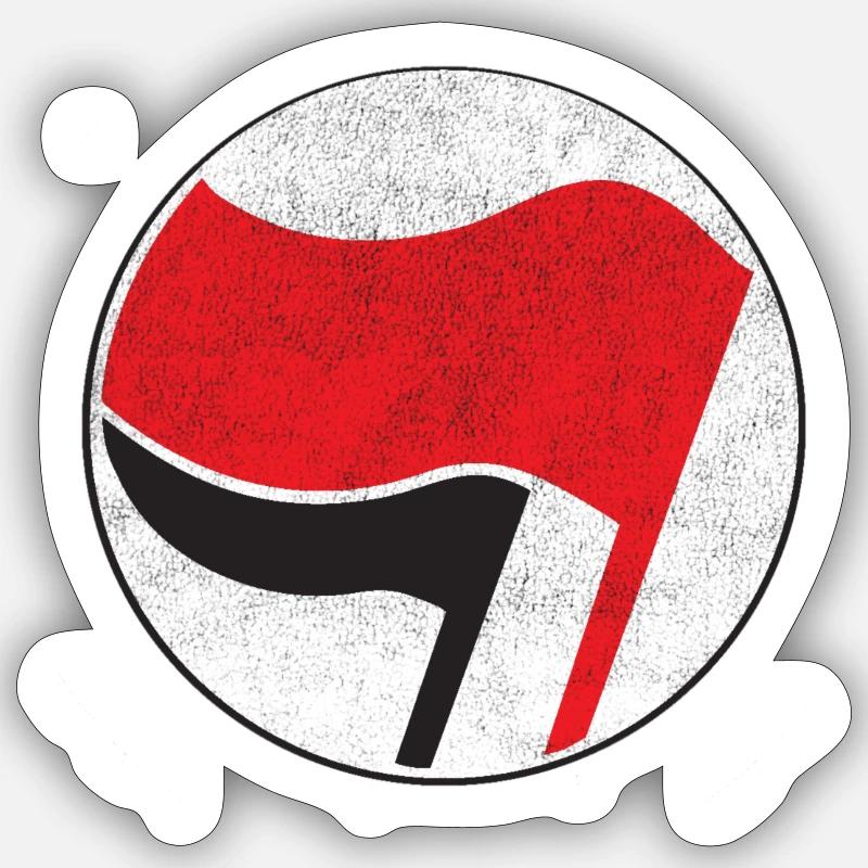 symbole du drapeau antifasciste - Sticker taille S (10 x 10 cm) - blanc mat