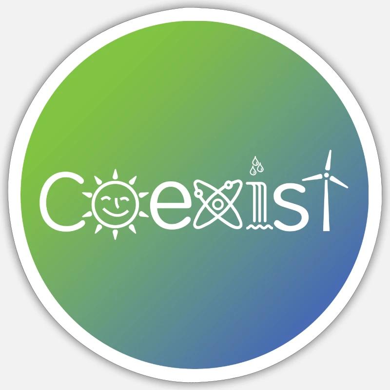 Coexist Solar & Nuclear & Hydropower Wind Power Sticker size S (10 x 10 cm)