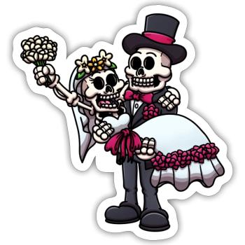 Married Skeletons - Sticker size S (10 x 10 cm) - white matte - Front