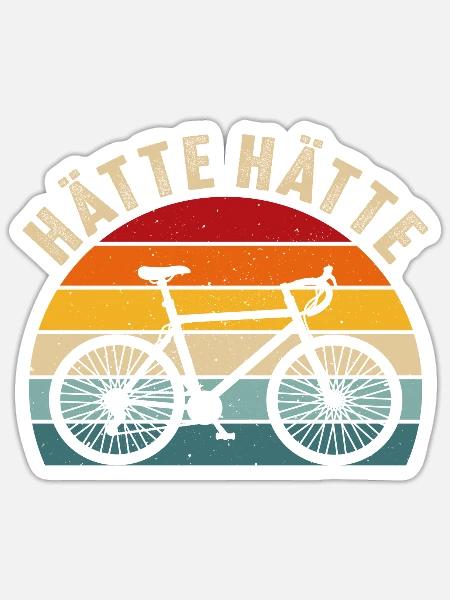 Hätte Hätte Fahrradkette Radfahrer - Sticker Größe S (10 x 10 cm) - Mattweiß