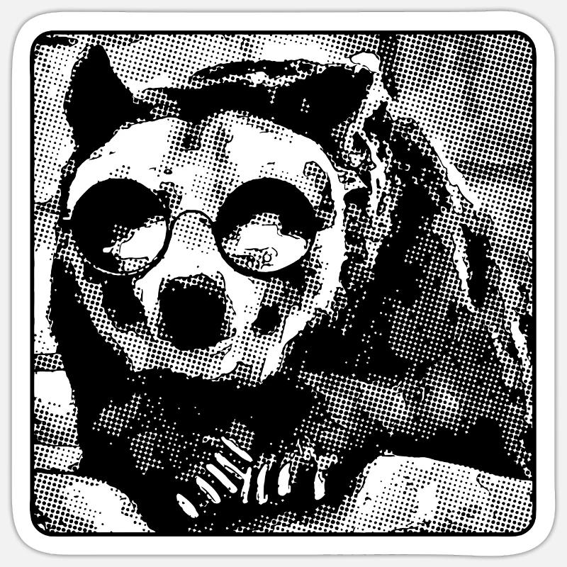 Bär mit Brille (DDP, Halftone Render) Sticker Größe S (10 x 10 cm)
