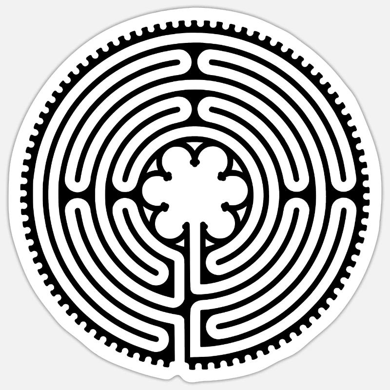 Chartres Labyrinth - Short Way 1 - Sticker Größe S (10 x 10 cm) - Mattweiß