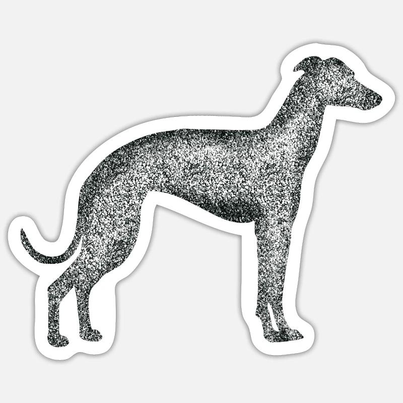 Black White Greyhound - Sticker size S (10 x 10 cm) - white matte