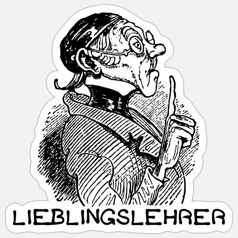 Lieblingslehrer Max und Moritz Busch Lehrer Lämpel - Sticker Größe S (10 x 10 cm) - Mattweiß