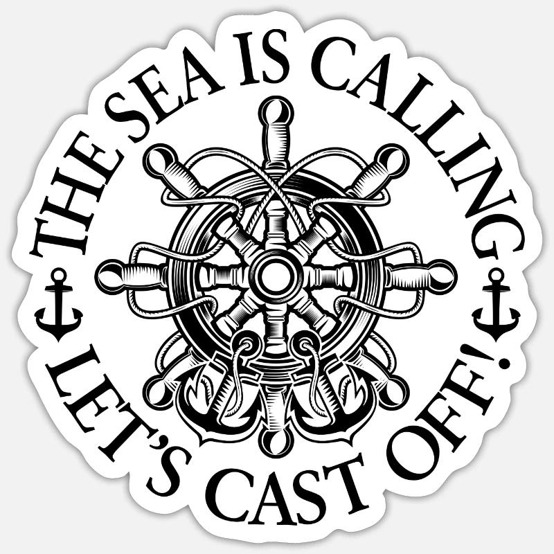 Das Meer ruft - lasst uns ablegen! Sticker Größe S (10 x 10 cm)