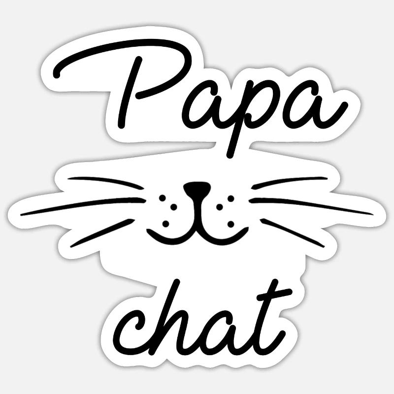Papa chat - Sticker taille S (10 x 10 cm) - blanc mat