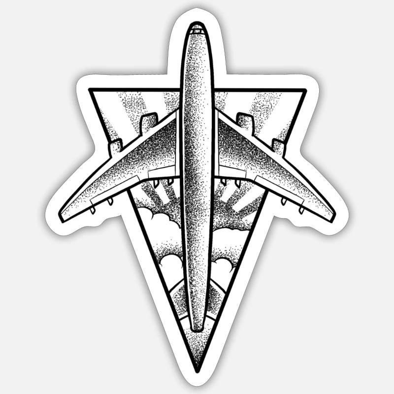 Avion projet dotwork tattoo Sticker taille S (10 x 10 cm)