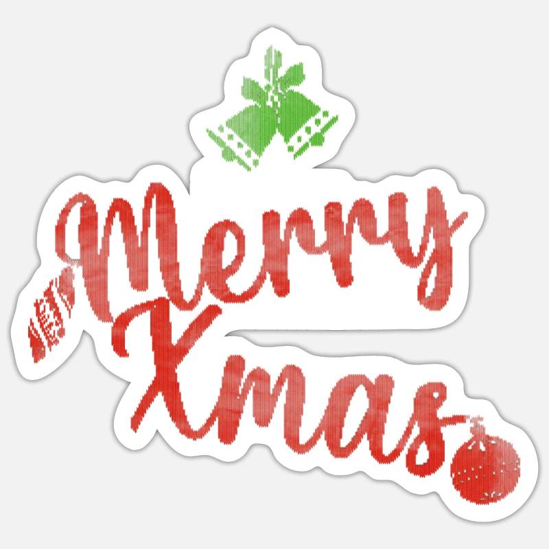 Fröhlicher Weihnachtspullover - Sticker Größe S (10 x 10 cm) - Mattweiß