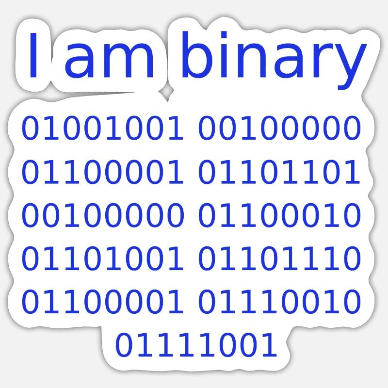 I am binary (Blue) - Sticker size S (10 x 10 cm) - white matte