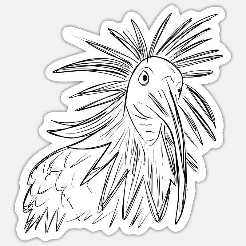 Bald Bald Bird Drawing - Sticker size S (10 x 10 cm) - white matte