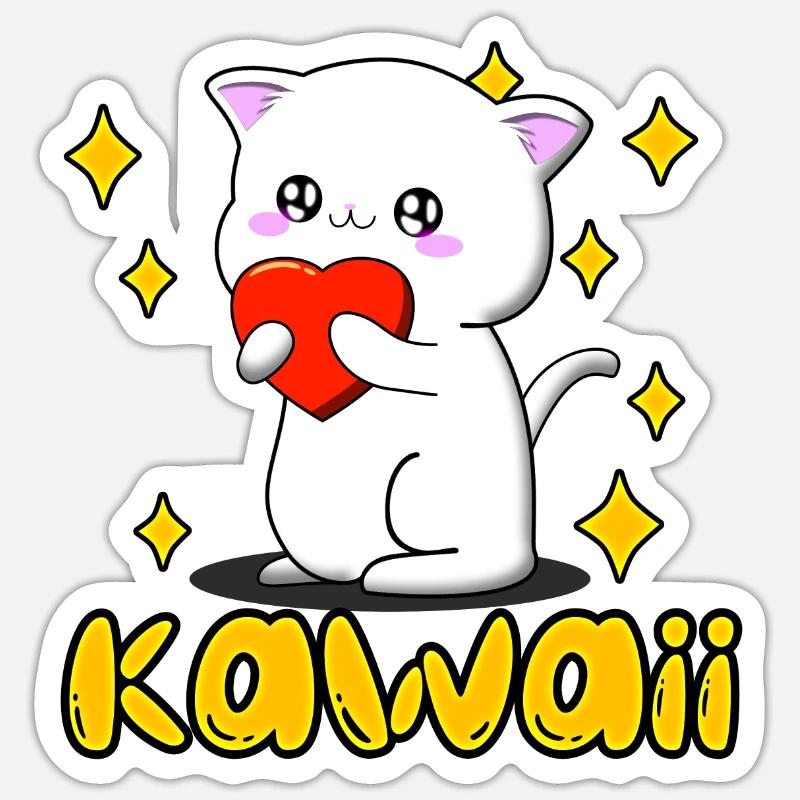 chaton - Sticker taille S (10 x 10 cm) - blanc mat