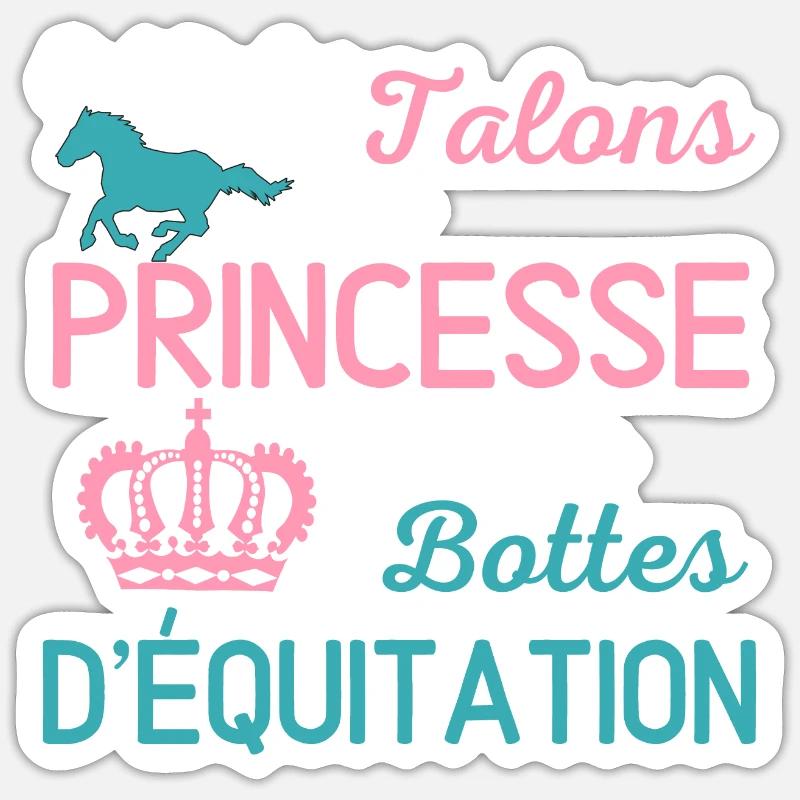 Equitation cheval cavalière cadeau princesse - Sticker taille S (10 x 10 cm) - blanc mat
