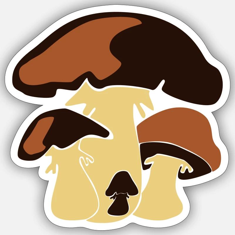 Quatre champignons - Sticker taille S (10 x 10 cm) - blanc mat