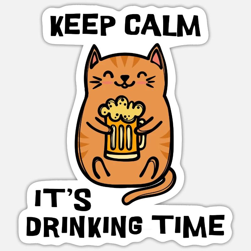 Fest Beer Statement Boisson Cat - Sticker taille S (10 x 10 cm) - blanc mat
