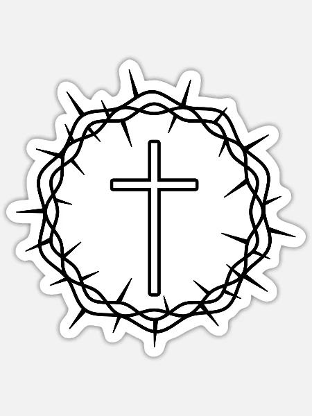 Jesus Christus Kreuz Herz Johannes 3:16 - Sticker Größe S (10 x 10 cm) - Mattweiß