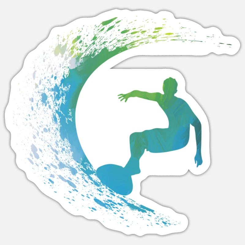Surf Surfer  - Sticker taille S (10 x 10 cm) - blanc mat