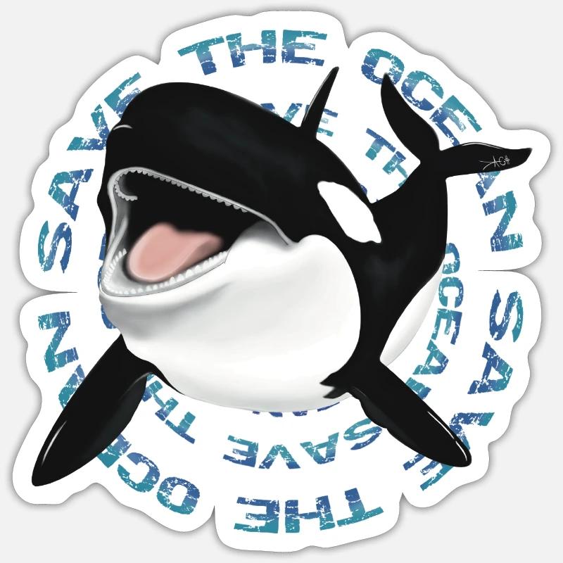 Orca Whale est une conception océanique durable - Sticker taille S (10 x 10 cm) - blanc mat