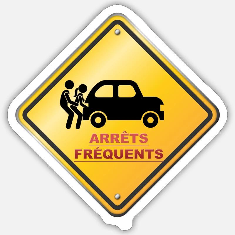 panneau arrets - Sticker taille S (10 x 10 cm) - blanc mat
