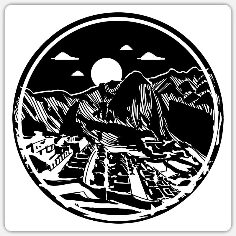 Machu Picchu - Sticker taille S (10 x 10 cm) - blanc mat