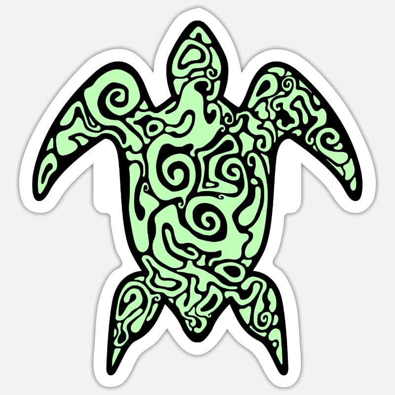 turtle tattoo, sea turtle drawing - Sticker size S (10 x 10 cm) - white matte