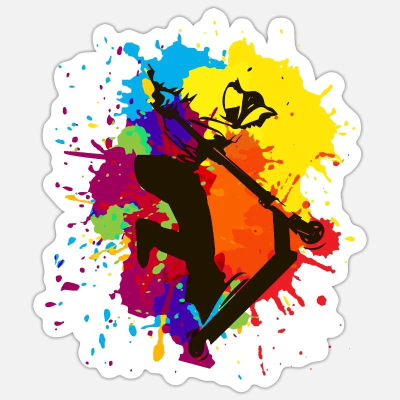 Abstrakte Schablone - Sticker Größe S (10 x 10 cm) - Mattweiß