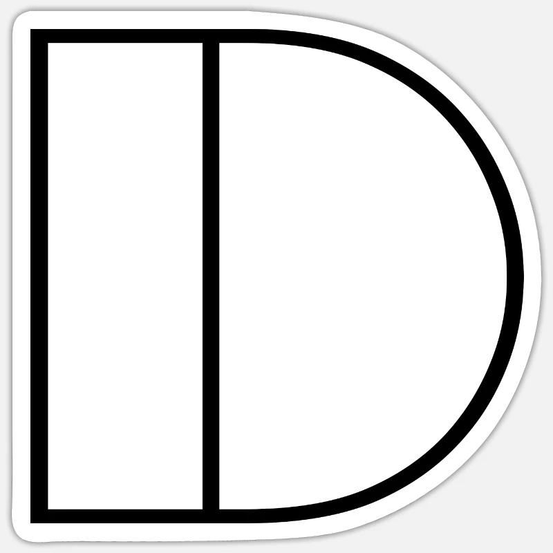 Buchstabe "D" Modern Schwarz - Sticker Größe S (10 x 10 cm) - Mattweiß
