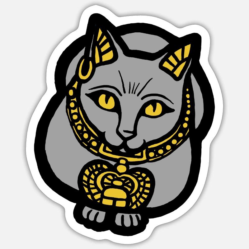 Chat gris - Sticker taille S (10 x 10 cm) - blanc mat