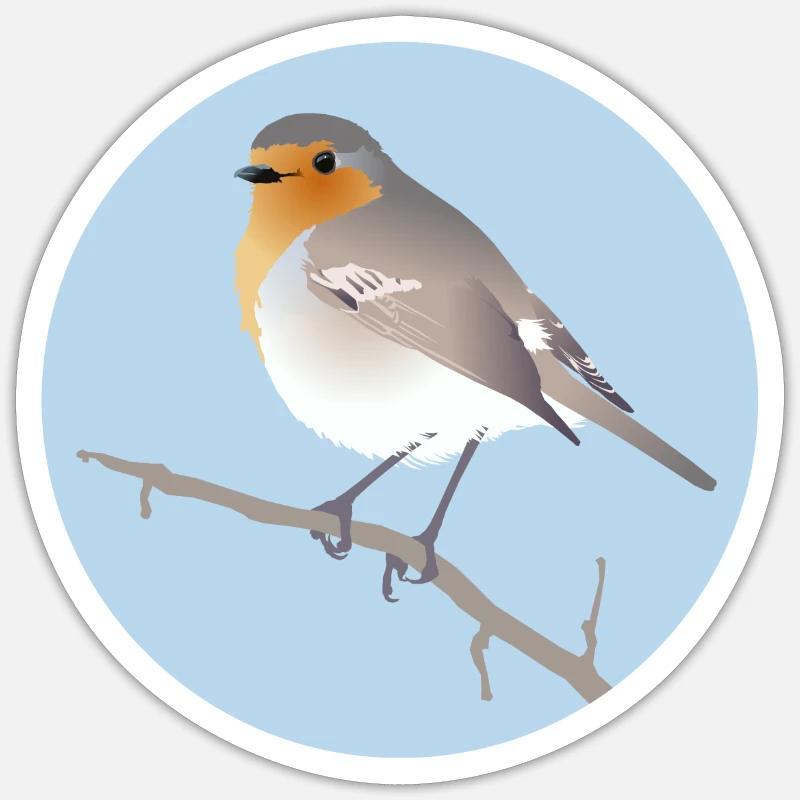 Rotkehlchen - Sticker Größe S (10 x 10 cm) - Mattweiß