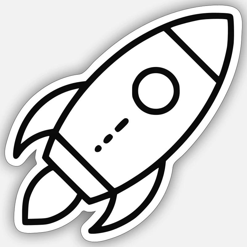 Rakete - Sticker Größe S (10 x 10 cm) - Mattweiß