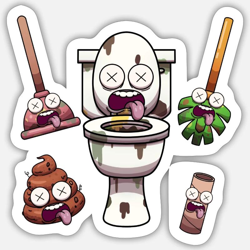 WC-Elemente - Sticker Größe S (10 x 10 cm) - Mattweiß