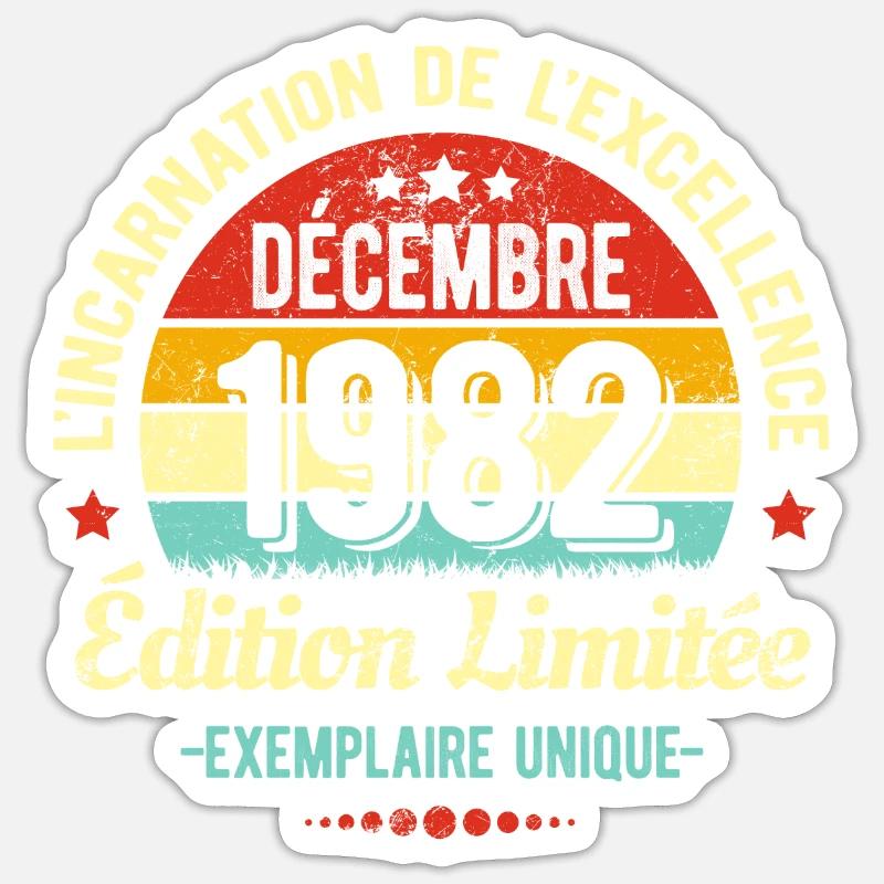 MILLÉSIME DÉCEMBRE 1982 ÉDITION LIMITÉE - Sticker taille S (10 x 10 cm) - blanc mat