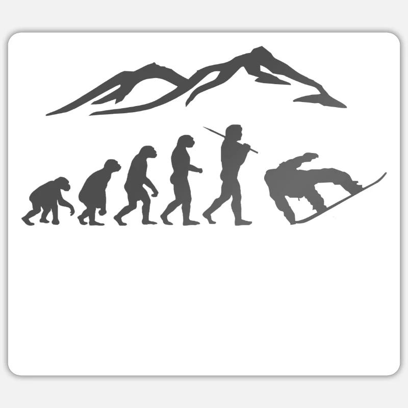 Snowboarding Evolution Boarder Schnee - Sticker Größe S (10 x 10 cm) - Mattweiß